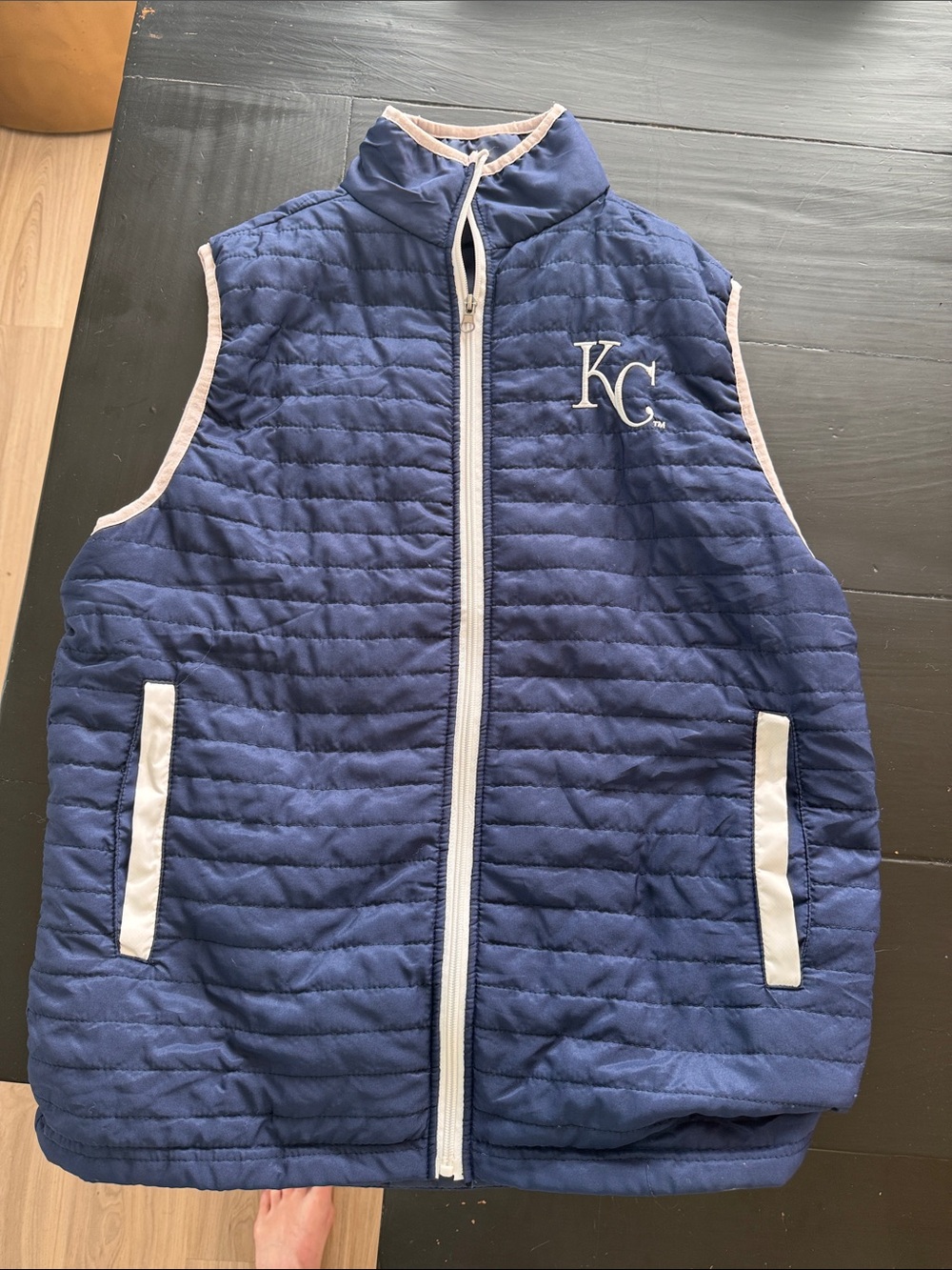 Giveaway Blue Kansas City Royals Miller Lite Zip-Up Vest Puffer Jacket Size M